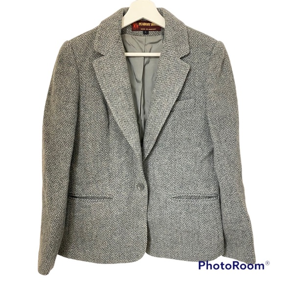 Veste Vintage Années 80 Peabody House - Taille S Gris - Laine - Motif à Carreaux - Occasion Très Bon État